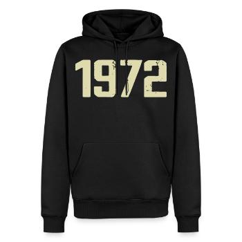 Jubilé 1972 - Sweat à capuche Premium bio Homme - noir - Devant - Nico (187cm)