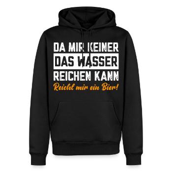 Da mir keiner Wasser reichen kann reicht mir Bier - Männer Premium Bio Hoodie - Schwarz - Vorne - Nico (187cm)