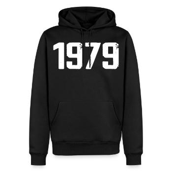 1979 - Génial depuis 1979 - Sweat à capuche Premium bio Homme - noir - Devant - Nico (187cm)