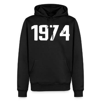 1974 - Génial depuis 1974 - Sweat à capuche Premium bio Homme - noir - Devant - Nico (187cm)
