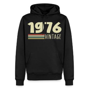 1976-Jubiläum-1976-retro-1976 - Männer Premium Bio Hoodie - Schwarz - Vorne - Nico (187cm)