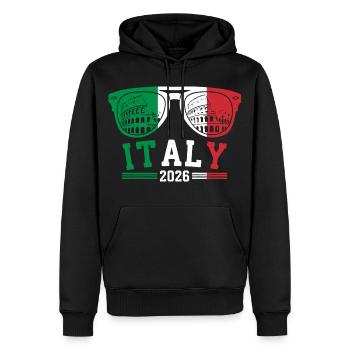 Italie 2026 Rome Colosseum Lunettes de soleil - Sweat à capuche Premium bio Homme - noir - Devant - Nico (187cm)