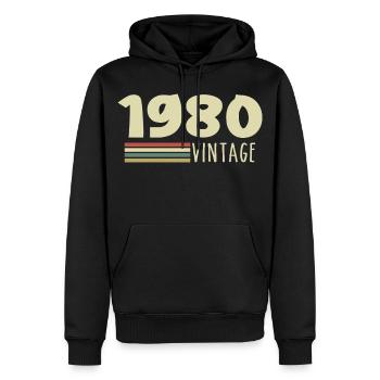 1980-Jubiläum-1980-Retro-1980 - Männer Premium Bio Hoodie - Schwarz - Vorne - Nico (187cm)