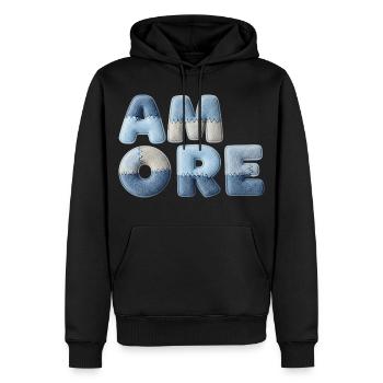 Patchwork Amore romantic gift for partner - Men’s Premium Organic Hoodie - black - Front - Nico (187cm)