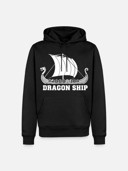 Drakkar-Drachen-Schiff Wikinger-Norse-Schiff - Männer Premium Bio Hoodie - Schwarz