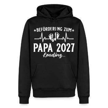 Beförderung zum Papa 2027 Loading Geschenk - Männer Premium Bio Hoodie - Schwarz - Vorne - Nico (187cm)