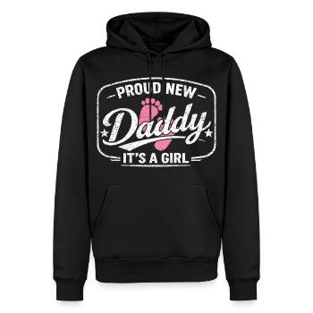 Futur papa et père biologique, fille biologique - Sweat à capuche Premium bio Homme - noir - Devant - Nico (187cm)