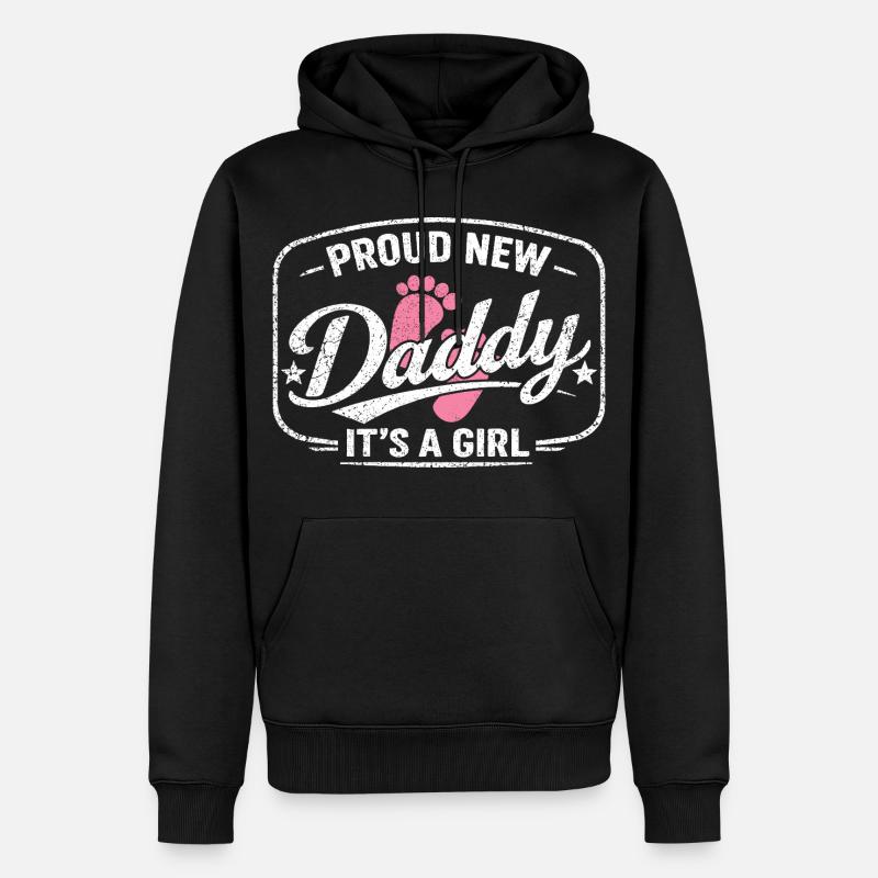 Werdender Papa & Vater, Geburt Tochter Mädchen - Männer Premium Bio Hoodie - Schwarz