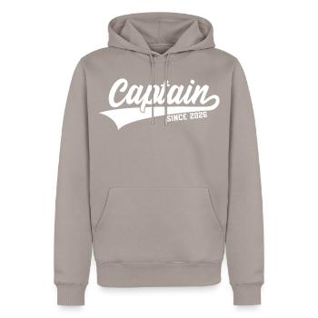 CAPTAIN SINCE 2026 KAPITÄN - Men’s Premium Organic Hoodie - taupe - Front - Nico (187cm)