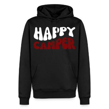 Happy Camper Schriftzug Outdoor - Männer Premium Bio Hoodie - Schwarz - Vorne - Nico (187cm)