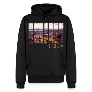 Lissabon Portugal Sonnenuntergang Skyline Souvenir - Männer Premium Bio Hoodie - Schwarz - Vorne - Nico (187cm)