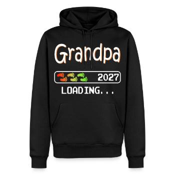 Futur grand-père en 2027 qui embarque son futur grand-père - Sweat à capuche Premium bio Homme - noir - Devant - Nico (187cm)