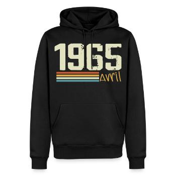 Born in April 1965 - Men’s Premium Organic Hoodie - black - Front - Nico (187cm)