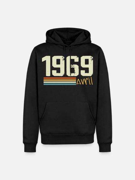 Né en avril 1969 - Sweat à capuche Premium bio Homme - noir