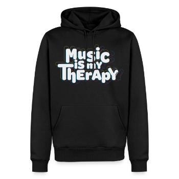 La musique est ma thérapie - Sweat à capuche Premium bio Homme - noir - Devant - Nico (187cm)