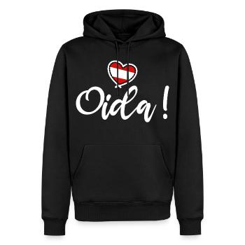 Oida! Österreich Herz I love Austria Dialekt Munda - Männer Premium Bio Hoodie - Schwarz - Vorne - Nico (187cm)