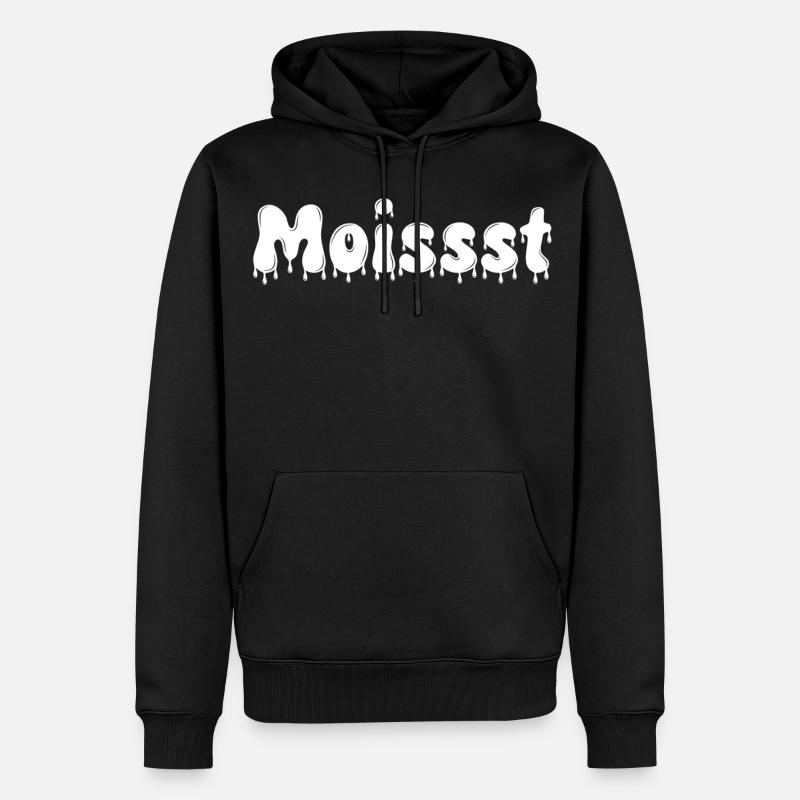 Feuchter tropfender Text - Männer Premium Bio Hoodie - Schwarz