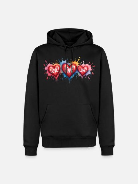 Liebestext Herzenform-Gemälde Druck - Männer Premium Bio Hoodie - Schwarz