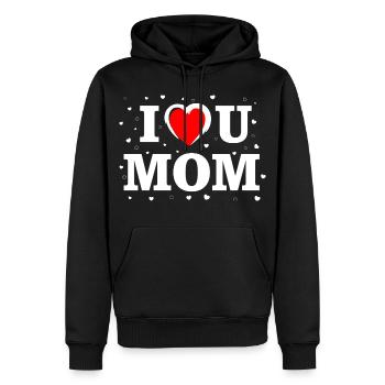 Chemise cœur de maman Je t’aime - Sweat à capuche Premium bio Homme - noir - Devant - Nico (187cm)