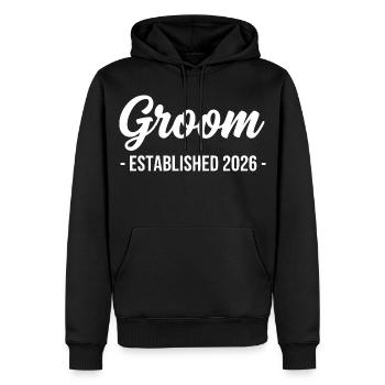 Groom 2026 Hochzeitstag - Männer Premium Bio Hoodie - Schwarz - Vorne - Nico (187cm)