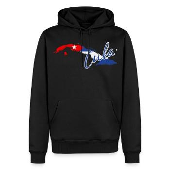 Carte avec le drapeau de Cuba, j’adore Cuba - Sweat à capuche Premium bio Homme - noir - Devant - Nico (187cm)