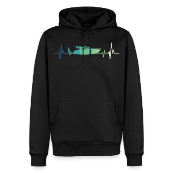 bateau à moteur battement de coeur yacht capitaine - Sweat à capuche Premium bio Homme - noir - Devant - Nico (187cm)