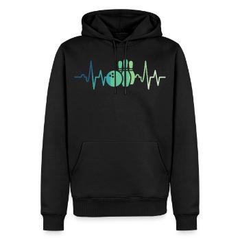 Bowling-Herzschlag-Bowler - Männer Premium Bio Hoodie - Schwarz - Vorne - Nico (187cm)