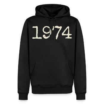 Cadeau Anniversaire 1974 - Génial depuis 1974 - Sweat à capuche Premium bio Homme - noir - Devant - Nico (187cm)
