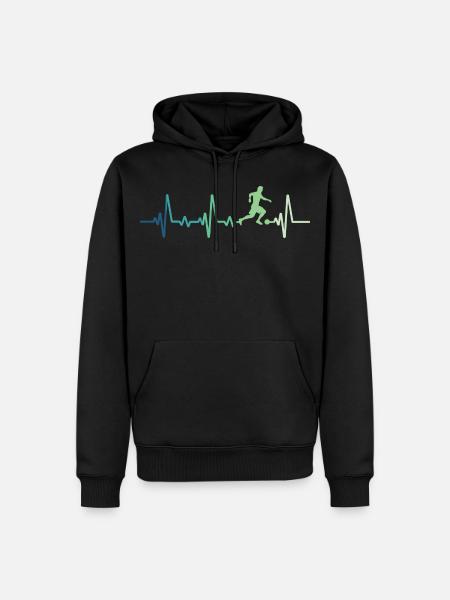 Fußball-Heartbeat-Fußballer - Männer Premium Bio Hoodie - Schwarz