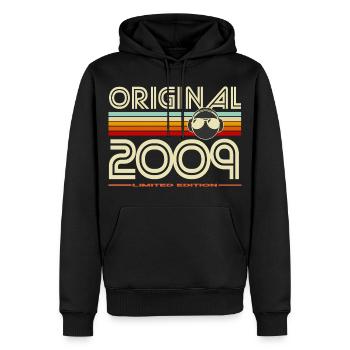 Original 2009 Édition rétro - Sweat à capuche Premium bio Homme - noir - Devant - Nico (187cm)
