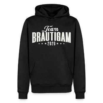 Enterrement de vie de garçon du Marié de l’équipe 2026 - Sweat à capuche Premium bio Homme - noir - Devant - Nico (187cm)