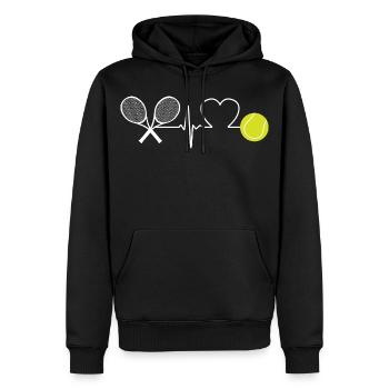 Joueur de tennis Heartbeat - Sweat à capuche Premium bio Homme - noir - Devant - Nico (187cm)