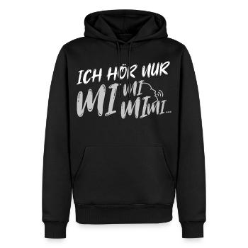 Ich hör nur mi mi mi - Männer Premium Bio Hoodie - Schwarz - Vorne - Nico (187cm)
