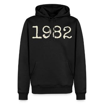 Cadeau Anniversaire 1982 - Génial depuis 1982 - Sweat à capuche Premium bio Homme - noir - Devant - Nico (187cm)