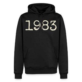 Geburtstagsgeschenk 1983 – Großartig seit 1983 - Männer Premium Bio Hoodie - Schwarz - Vorne - Nico (187cm)