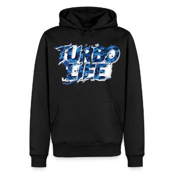 Turbo Life Blau Grau Camo Motiv Männer & Jungs - Männer Premium Bio Hoodie - Schwarz - Vorne - Nico (187cm)