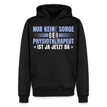 Physiotherapeut Geschenk – Keine Sorge Physio - Männer Premium Bio Hoodie - Schwarz - Vorne - Nico (187cm)
