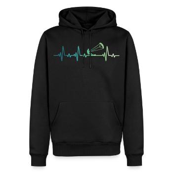 Kitesurfen Heartbeat Kiteboard Surf - Männer Premium Bio Hoodie - Schwarz - Vorne - Nico (187cm)