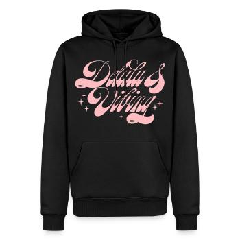 Delulu & Vibing - Männer Premium Bio Hoodie - Schwarz - Vorne - Nico (187cm)