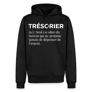 Humour Métier Définition Trésorier - Sweat à capuche Premium bio Homme - noir - Devant - Nico (187cm)