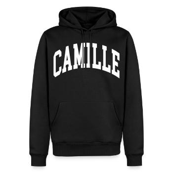Camille - Sweat à capuche Premium bio Homme - noir - Devant - Nico (187cm)