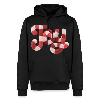 Weihnachts JOY Typografie Rot Weiß Motiv - Männer Premium Bio Hoodie - Schwarz - Vorne - Nico (187cm)