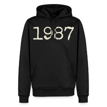 Geburtstagsgeschenk 1987 – Großartig seit 1987 - Männer Premium Bio Hoodie - Schwarz - Vorne - Nico (187cm)