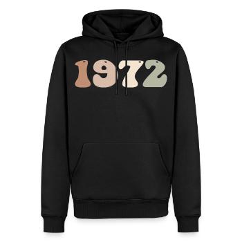1972 - Sweat à capuche Premium bio Homme - noir - Devant - Nico (187cm)