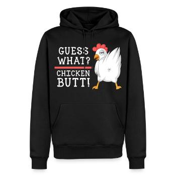 Devinez quoi, chemise en cul de poulet - Sweat à capuche Premium bio Homme - noir - Devant - Nico (187cm)