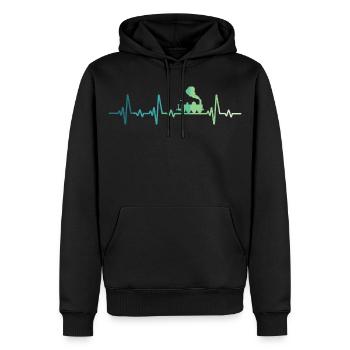 Dampflokomotiv-Herzschlagzug - Männer Premium Bio Hoodie - Schwarz - Vorne - Nico (187cm)