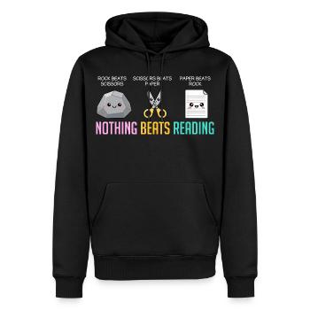 Nichts geht über das Lesen von Buch, Stein, Papier, Schere, Papier, - Männer Premium Bio Hoodie - Schwarz - Vorne - Nico (187cm)