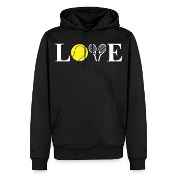 Ich liebe Tennis - Männer Premium Bio Hoodie - Schwarz - Vorne - Nico (187cm)