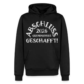 Abschluss 2026 Grundschule geschafft! - Männer Premium Bio Hoodie - Schwarz - Vorne - Nico (187cm)