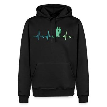 surf battement de coeur cadeau surfeur - Sweat à capuche Premium bio Homme - noir - Devant - Nico (187cm)